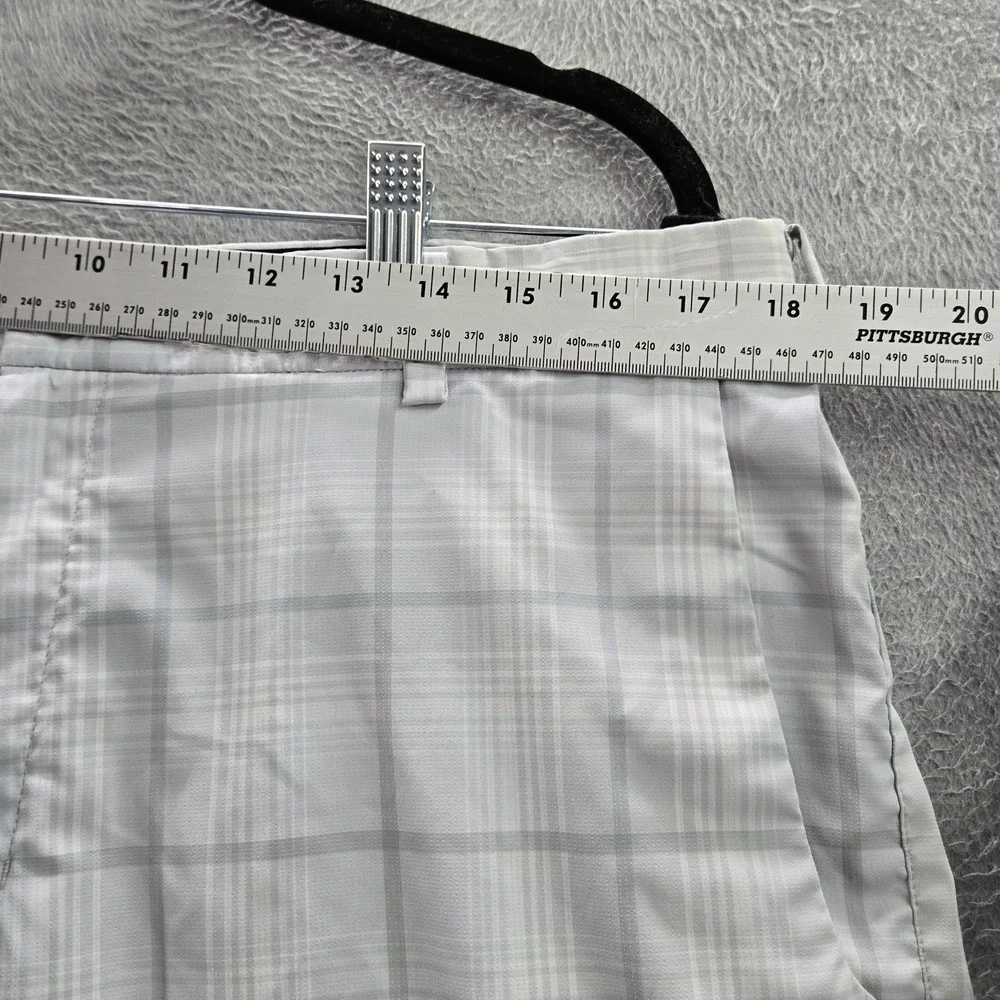 Nike Golf Men Activewear Shorts‎ 36 Gray Plaid Tour Performance Logo READ